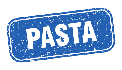 pasta stamp. pasta square grungy blue sign.