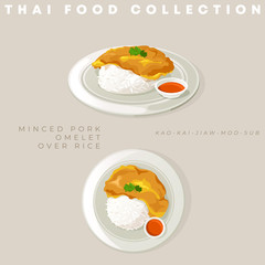 Traditional Thai food collection : Vector Illustration