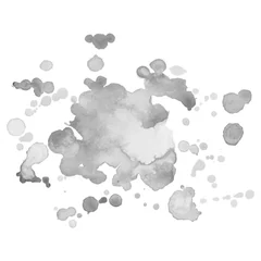 Selbstklebende Fototapeten Abstract isolated grayscale vector watercolor stain. Grunge element for paper design © chulock