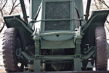 Fototapeta premium the front part of the cab and wheels of a rare truck