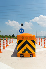 Crash Cushion or  Impact Attenuator installed in highway intersections and accident-prone areas.