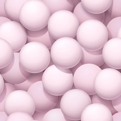 Seamless pattern with light pink balls. Minimal poster consept, 3d illustration. Abstract pastel background.