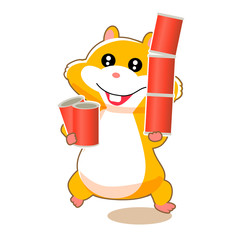 買い溜めをするハムスターのイラスト