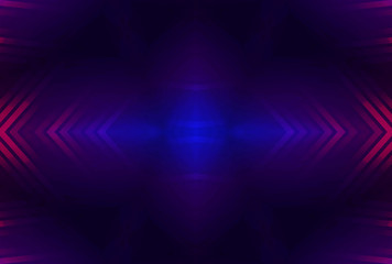Dark abstract futuristic background. Neon glow, light lines, shapes. UV radiation. Empty Stage...