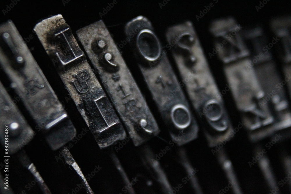 Fototapete beautiful picture of writing machine keyboard macro effect