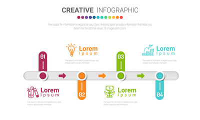 Abstract infographics number options template with steps, with 4 label. Can be used for workflow layout, diagram, business step options, banner, web design. Vector eps 10.
