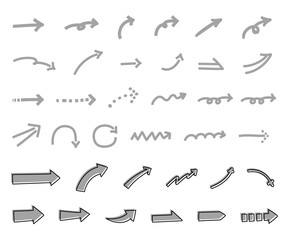 シンプルでおしゃれな矢印／ベクター／イラスト／グレー