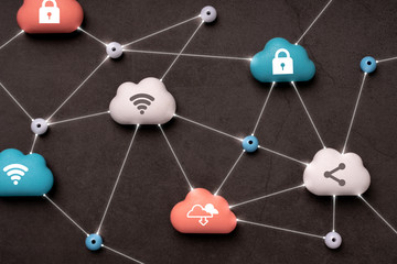 Pastel Cloud technology on colorful & creative background for global business concept