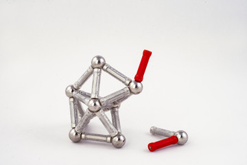 Magnetic toys constructions molecule 3d model