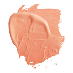 Acrylic paint smear, texture of lipstick isolated on white background.