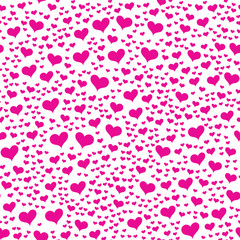Seamless pattern with pink hearts. Decorative vector background for cards, textiles, website.