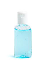 Bottle of hand sanitizer gel for cleaning, clear and prevent spread of virus, bacteria and germs isolated on white background with clipping path. Personal hygiene concept.