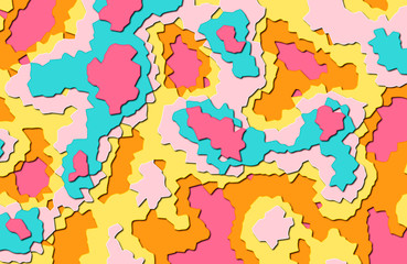 Paper cutout background. Water. 3D layered objects. Design for branding, advertising for presentations, flyers, posters and invitations. Color scale: pale pink, pink, turquoise, orange.