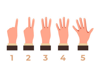 Arm hand count fingers isolated set. Vector flat graphic design isolated illustration