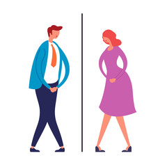 Girls and boys restroom sign concept. Vector flat graphic design isolated illustration