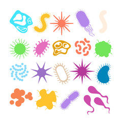 Fototapeta na wymiar Bacteria various microbe coronavirus isolated set. Vector flat graphic design isolated illustration