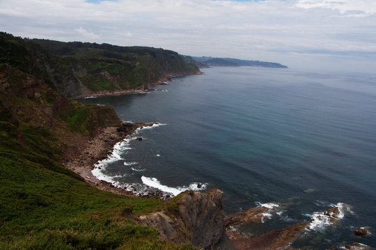 Ocean side cliffs in Asturias Spain © Arifex