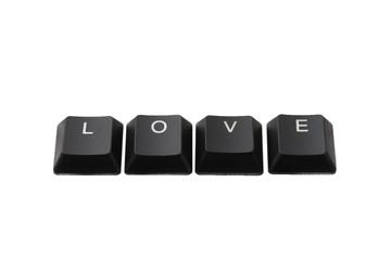 Word love written on keyboard.