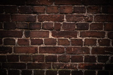 Obraz premium Brick brown wall old texture, grunge background for loft