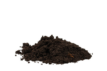 A handful of earth isolated on white background.
