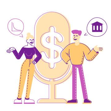 podcast hosts financial advice microphone clip art preview