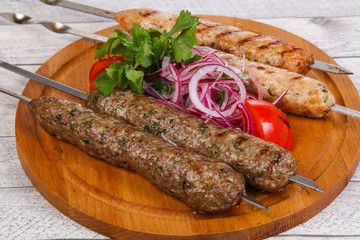 Beef and chicken kebab