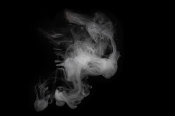 White steam on a black background.