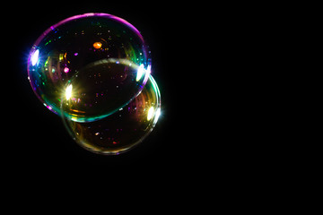 Soap bubbles isolated on a black background