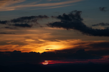 Sunset with colorful sky in an evening