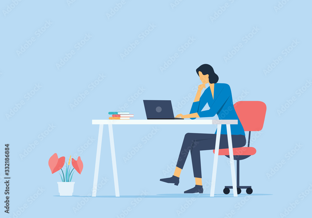 Poster flat vector work from home concept and business smart working online any workplace concept