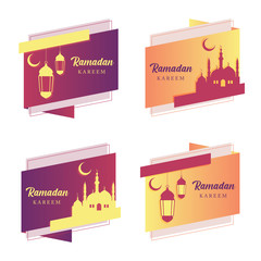 Illustration Vector Graphic Set of Ramadan Kareem with Abstract Banner Style