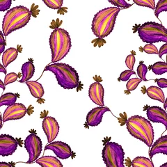 Raamstickers Vlinders Aquarel naadloze patroon met bloemen en bladeren in etnische stijl. Florale decoratie. Traditioneel paisleypatroon. Textielontwerptextuur. Tribal etnische vintage naadloze patroon.
