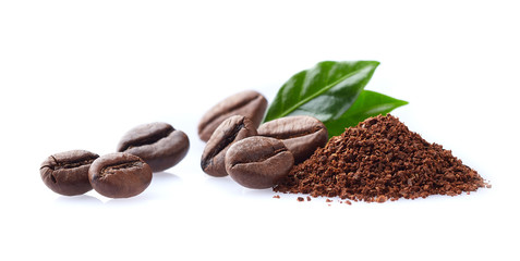 Coffee beans on white background