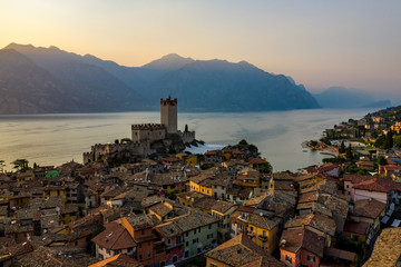 aerial view from castle in Malcesine city