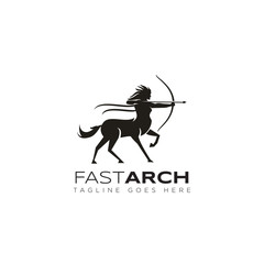 fastarch logo, from fast and archer woman centaur vector   - obrazy, fototapety, plakaty