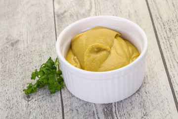 Mustard sauce in the bowl