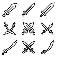 Sword set line icon, logo isolated on white background