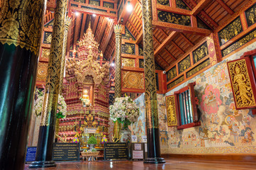 The Phra Sihing Buddha or Phra Singh is a Buddha statue of Lanna art posture. 21st century Buddhist...