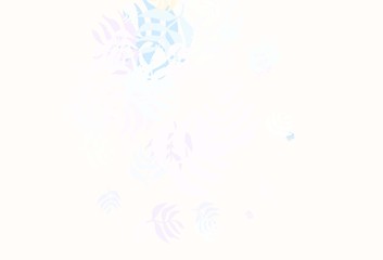 Light Blue, Yellow vector doodle layout with leaves.