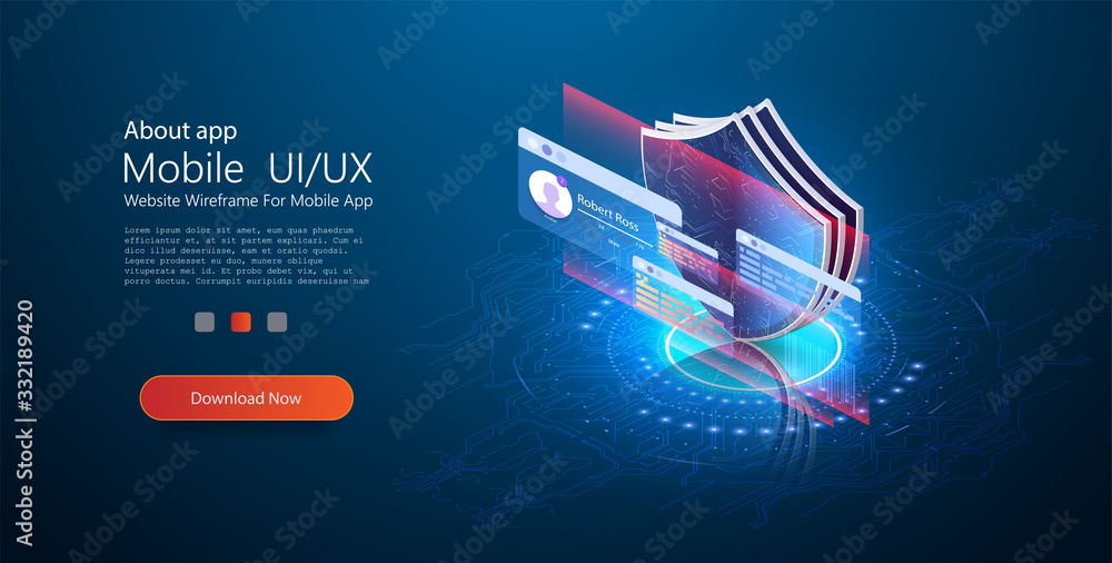 Poster information technology. digital lock. data management. cyber security and information or network pro