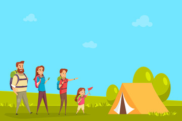 Family tourism.People camping.Vacation with children.