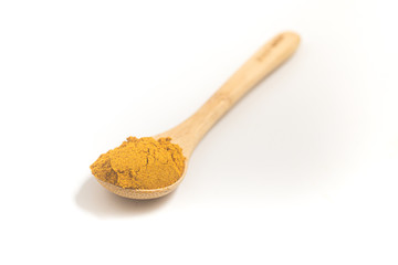 Curry Powder into a teaspoon. Measuring spoon