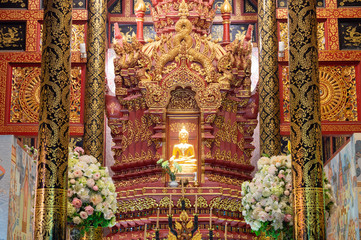 The Phra Sihing Buddha or Phra Singh is a Buddha statue of Lanna art posture. 21st century Buddhist...