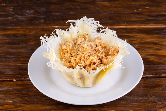 Rice Basmati In Cheese Basket