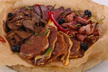 Meat snack plate for beer