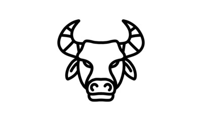 Buffalo vector line icon, animal head vector line art, isolated animal illustration for logo desain
