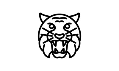 Lion vector line icon, animal head vector line art, isolated animal illustration for logo desain