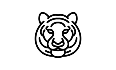  Bengal tiger vector line icon, animal head vector line art, isolated animal illustration for logo desain