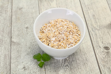 Raw oats in the bowl