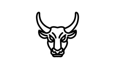 Bull vector line icon, animal head vector line art, isolated animal illustration for logo desain